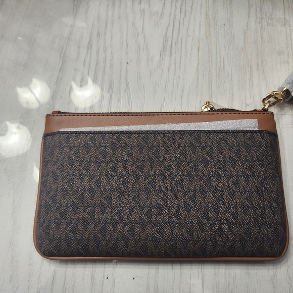 Michael Kors Dark Brown Logo Wristlet - NEW